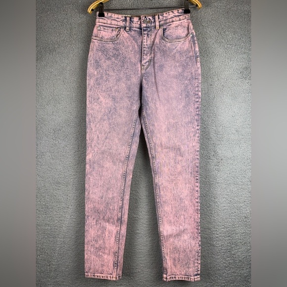 Rebecca Taylor La Vie Jeans Ines Womens 27 Pink Acid High Rise Slim Straight NEW - Picture 2 of 14
